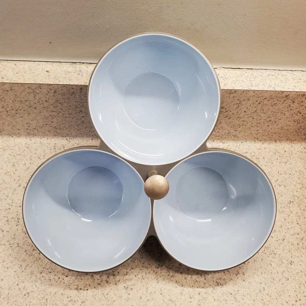New Place Melamine Condiment 3 Section Compartment Dips Appetizers Serving Dish